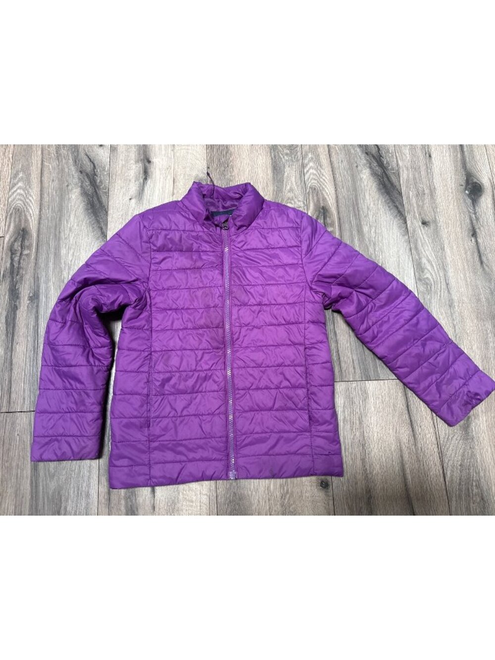Lands End Girls Purple Quilted Puffer Lightweight Jacket L Nylon/Polyester Full-